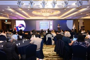 International Best Selling Author Janine Myung Ja speaking at the Overseas Korean Agency 2026 conference